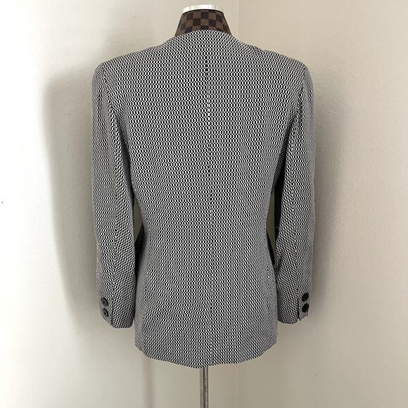 Emanuel Ungaro Ladies Blazer Jacket Sz 8 /42 Black White OpArt Checker Vintage - Picture 4 of 11